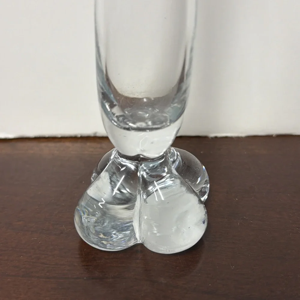 Dainty Clear‎ Art Glass Bud Vase with Ball Foot